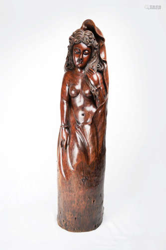 A Western Style Wood Carved Lady Statue