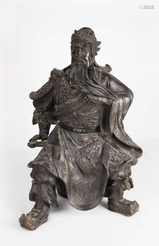 A Republic Era Chinese Yixing Clay Guangong Statue