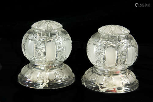 Russian-cut Crystal glass Globe desk lamp (pair)