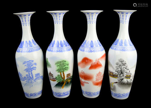 A Set of Four Jingdezhen Egg Shell Porcelain Vase