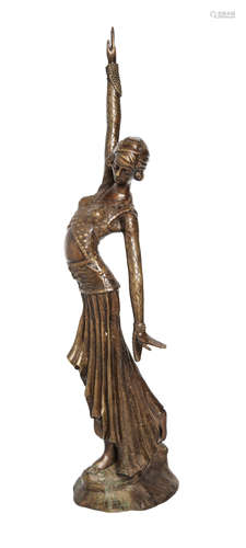 An Art Deco European Bronze Statue of a Dancer 