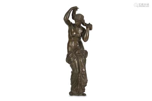 A 19TH CENTURY FRENCH / ITALIAN BRONZE FIGURE OF VENUS ARRANGING HER HAIR AFTER THE CIECHANOWIECKI MASTERthe standing semi-nude figure holding sections of her long hair