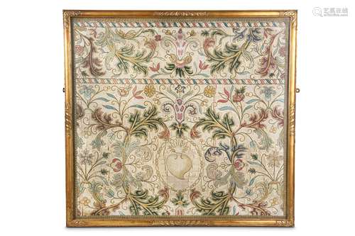 A 17TH / 18TH CENTURY PORTUGUESE EMBROIDERED SILK BANNERof rectangular form