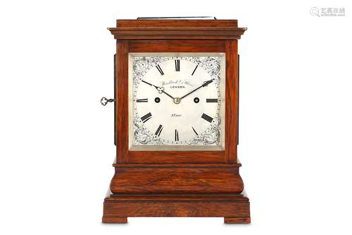 A MID 19TH CENTURY ENGLISH MAHOGANY FUSEE TABLE CLOCK WITH PULL CORD REPEAT BY BROCKBANK & ATKINS