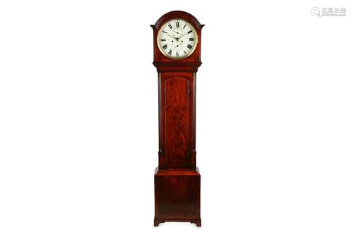 AN EARLY 19TH CENTURY SCOTTISH MAHOGANY LONGCASE CLOCK SIGNED JOHN LAW