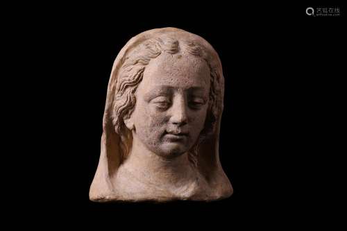 A 17TH CENTURY ITALIAN TERRACOTTA HEAD OF THE VIRGINwith serene expression and heavily lidded eyes
