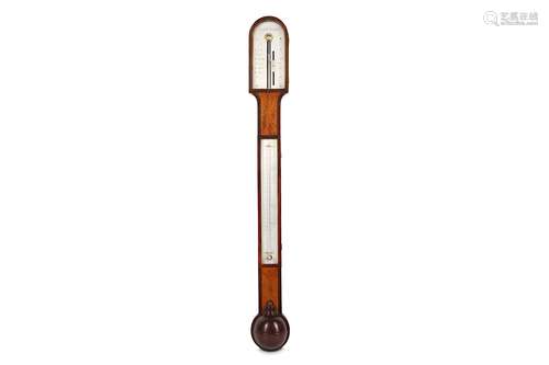 A GOOD LATE 18TH CENTURY MAHOGANY AND SATINWOOD STICK BAROMETER BY EDWARD NAIRNE