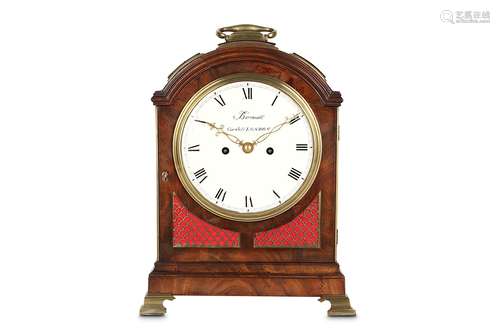 A LATE 18TH CENTURY GEORGE III MAHOGANY AND BRASS MOUNTED FUSEE TABLE / BRACKET CLOCK BY BARRAUD