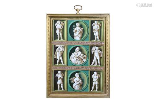 A FINE 19TH CENTURY BERLIN PORCELAIN PLAQUE DEPICTING SCENES AFTER RAPHAEL