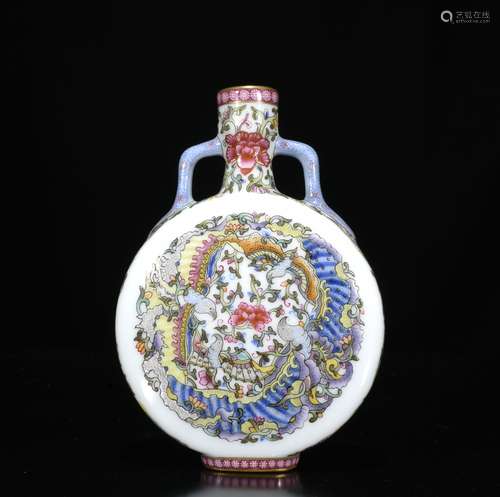 Qianlong Mark, A Small Famille Rose Flat Vase