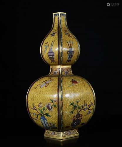 A Bronze Cloisonne Gourd Vase