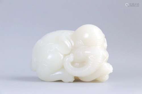 A Carved Hetian Jade Elephant