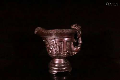 A Carved Zitan Wood Cup