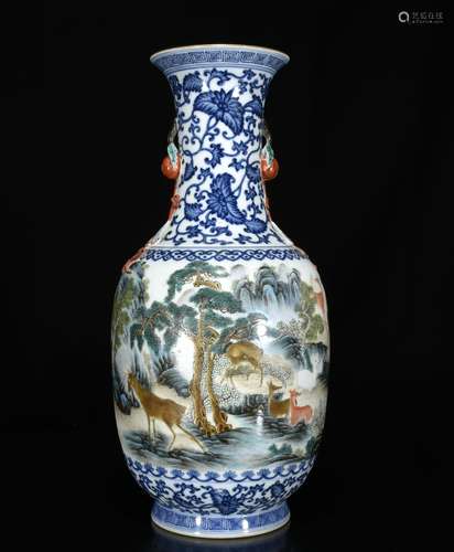 Qianlong Mark, A Blue and Famille Verte Vase