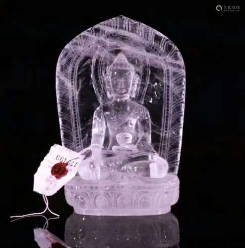 A Carved White Crystal Buddha Sculpture