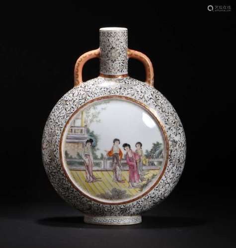 Qianlong Mark, A Famille Rose Moonflask