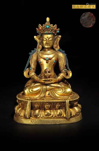 Qianlong Mark, A Gilt Bronze Buddha