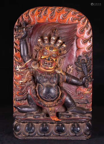 A STONE CARVED TIBET BUDDHA STATUE