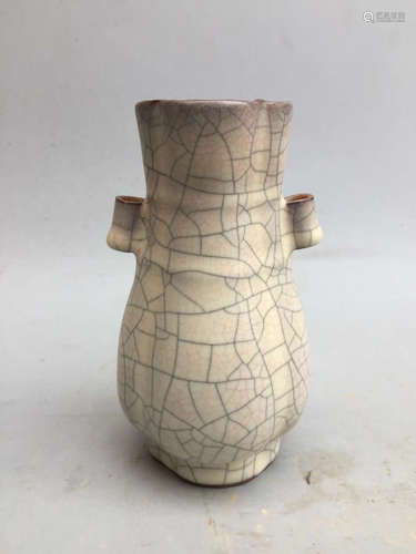 A GE KILN TUBE EAR VASE