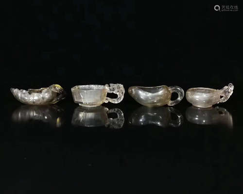 FOUR CRYSTAL DRAGON CUPS