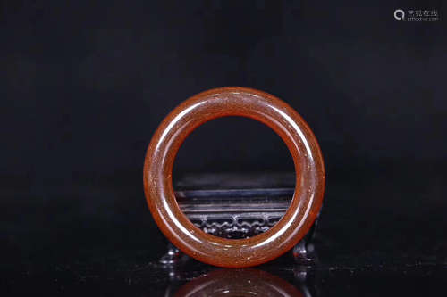 A OLD AMBER CARVED BANGLE