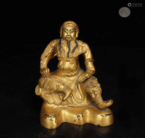 A BRONZE GILT GUANGONG STATUE