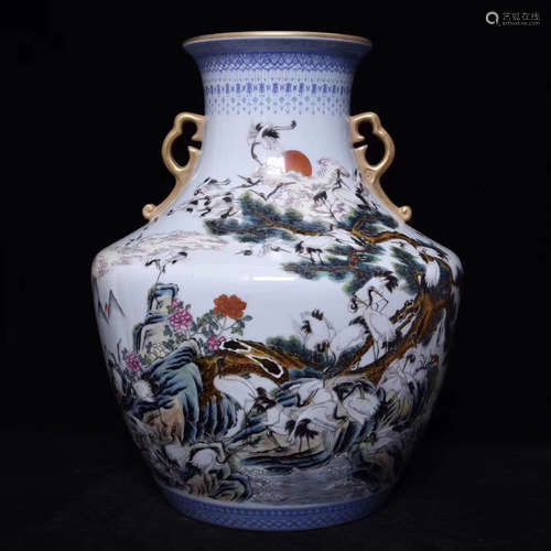 A FAMILLE-ROSE VASE WITH YONGZHENG MARK