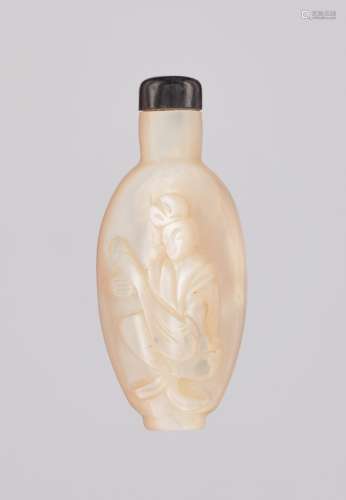 A CARVED MOTHER OF PEARL ‘NOBLE LADY’ SNUFF BOTTLE, PRO…