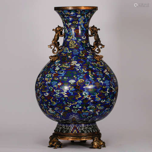 CHINESE CLOISONNE CHILONG VASE