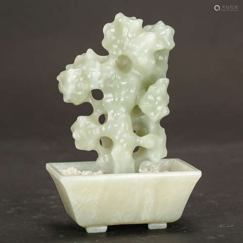 CHINESE JADE CARVED PLANTER