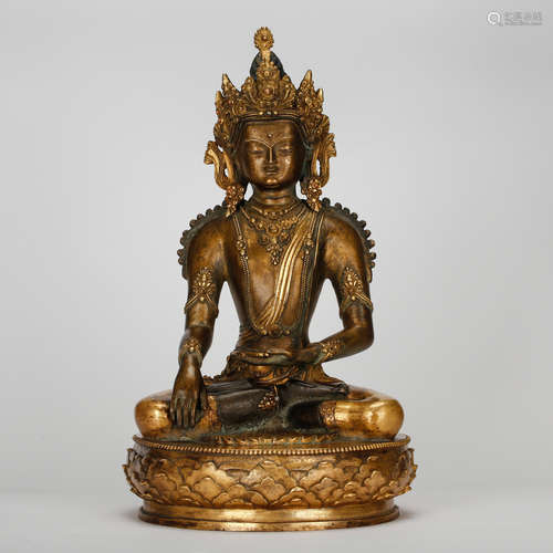 CHINESE GILT BRONZE SEATED AMITAYUS