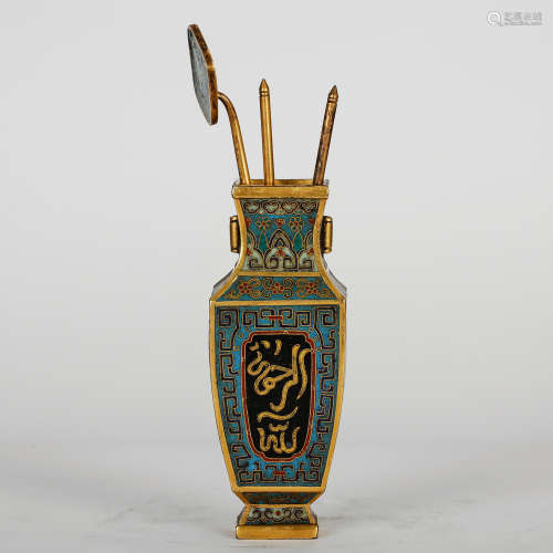 CHINESE CLOISONNE SCHOLAR VASE