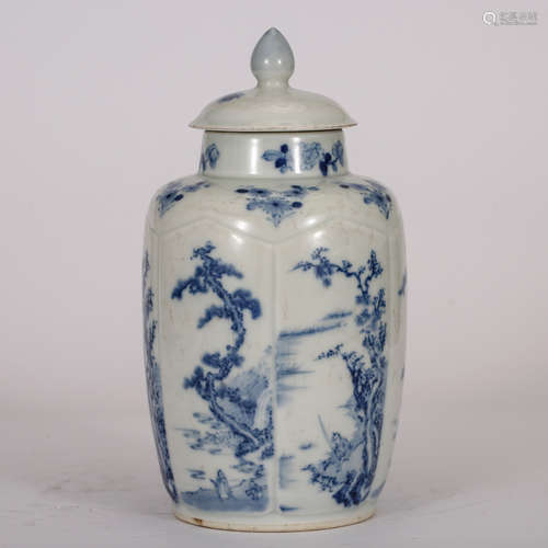 CHINESE BLUE AND WHITE COVER JAR