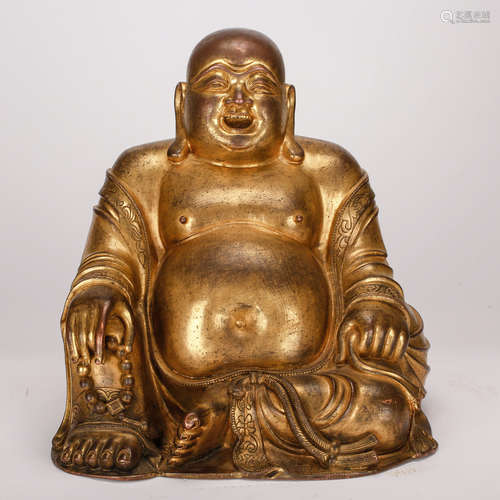 CHINESE GILT BRONZE SEATED HOTEI