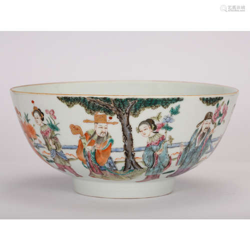 CHINESE WUCAI FIGURAL PORCELAIN BOWL