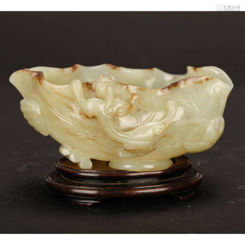 CHINESE JADE CARVED SCHOLAR BRUSH WASHER