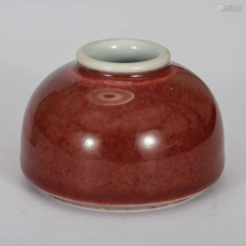 CHINESE OX BLOOD GLAZED PORCELAIN WATER POT