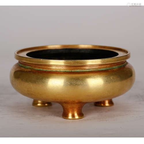 CHINESE GILT BRONZE CENSER