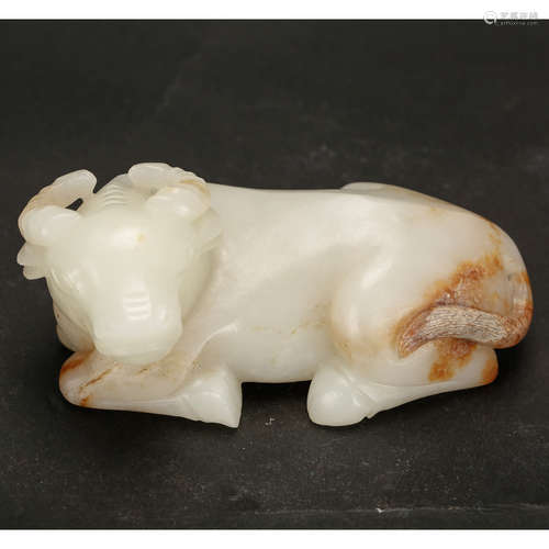 CHINESE WHITE JADE RECUMBENT BUFFALO