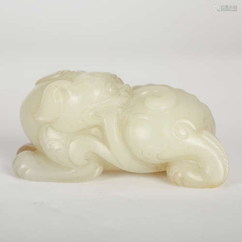 CHINESE WHITE JADE FIGURE OF BEAST