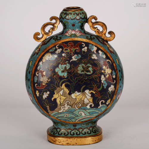 CHINESE CLOISONNE MOON FLASK VASE