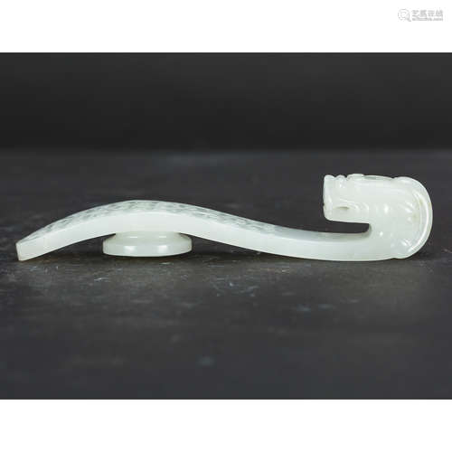 CHINESE WHITE JADE DRAGON BELT HOOK