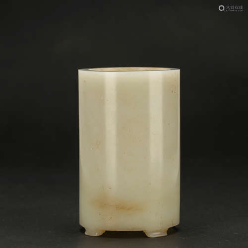 CHINESE WHITE JADE BRUSH POT