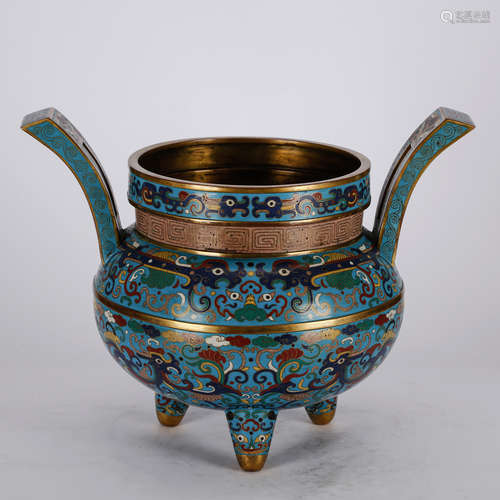 CHINESE CLOISONNE TRIPOD CENSER