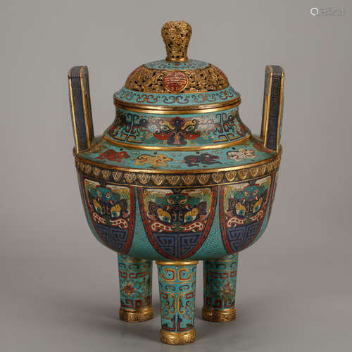 CHINESE CLOISONNE TRIPOD CENSER