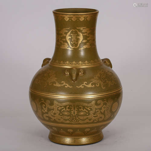 CHINESE TEA DUST GLAZED VASE