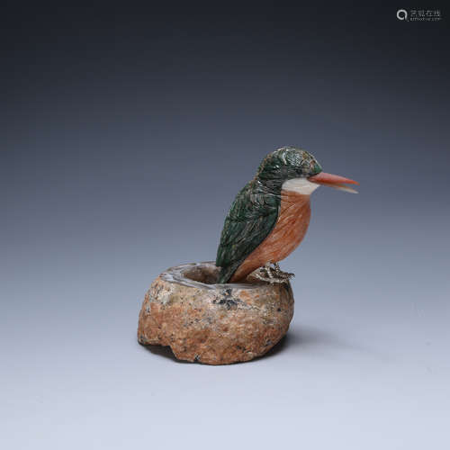 CHINESE CRYSTAL CARVED KING FISHER