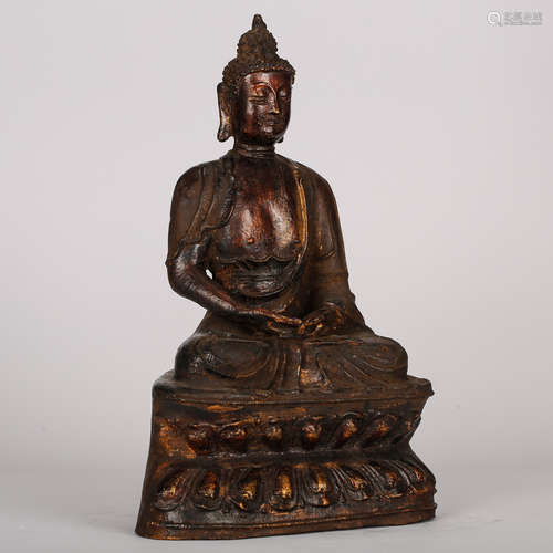 CHINESE BRONZE SEATED SHAKYAMUNI