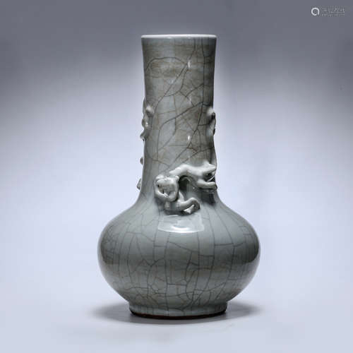 CHINESE CRACKLE GLAZED CHILONG VASE