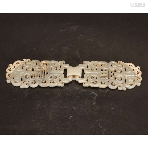 CHINESE WHITE JADE BELT BUCKLE